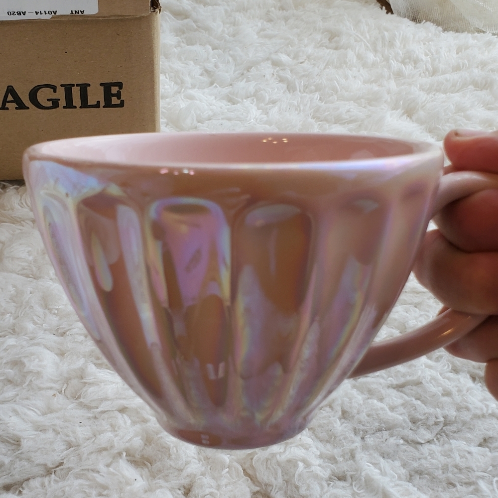 Anthropologie Lustre Latte - pink irridescent cup - Picture 2 of 10